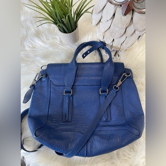 3.1 Phillip Lim Pashli Medium Calfskin Leather Satchel Royal Blue - Picture 7 of 16